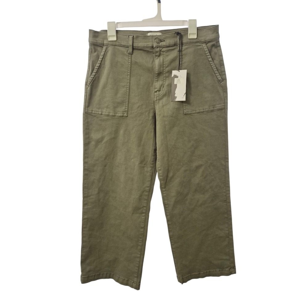 Studio Blue Cropped Utility Pants Eucalyptus Green Stretch Cotton NWT Size 32